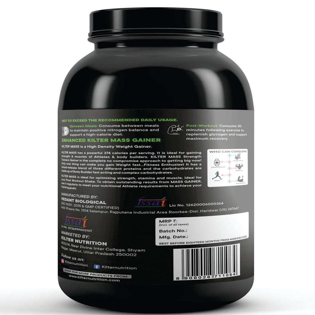 Kilter Nutrition Mass Gainer High Calorie Formula – Chocolate | High Protein & Carb Blend for Muscle Mass, Strength & Weight Gain