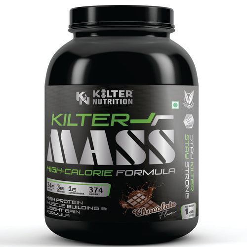 Kilter Nutrition Mass Gainer High Calorie Formula – Chocolate 1kg | High Protein & Carb Blend for Muscle Mass, Strength & Weight Gain