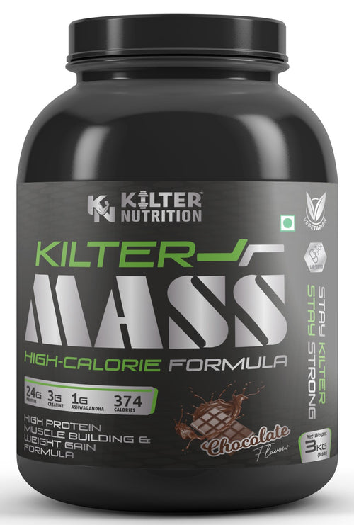 Kilter Nutrition Mass Gainer High Calorie Formula – Chocolate 3kg | High Protein & Carb Blend for Muscle Mass, Strength & Weight Gain