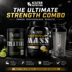 Kilter Nutrition Mass Gainer 3kg + Micronised Creatine Monohydrate 100g + Premium Shaker Combo | Complete Muscle Building & Performance Stack