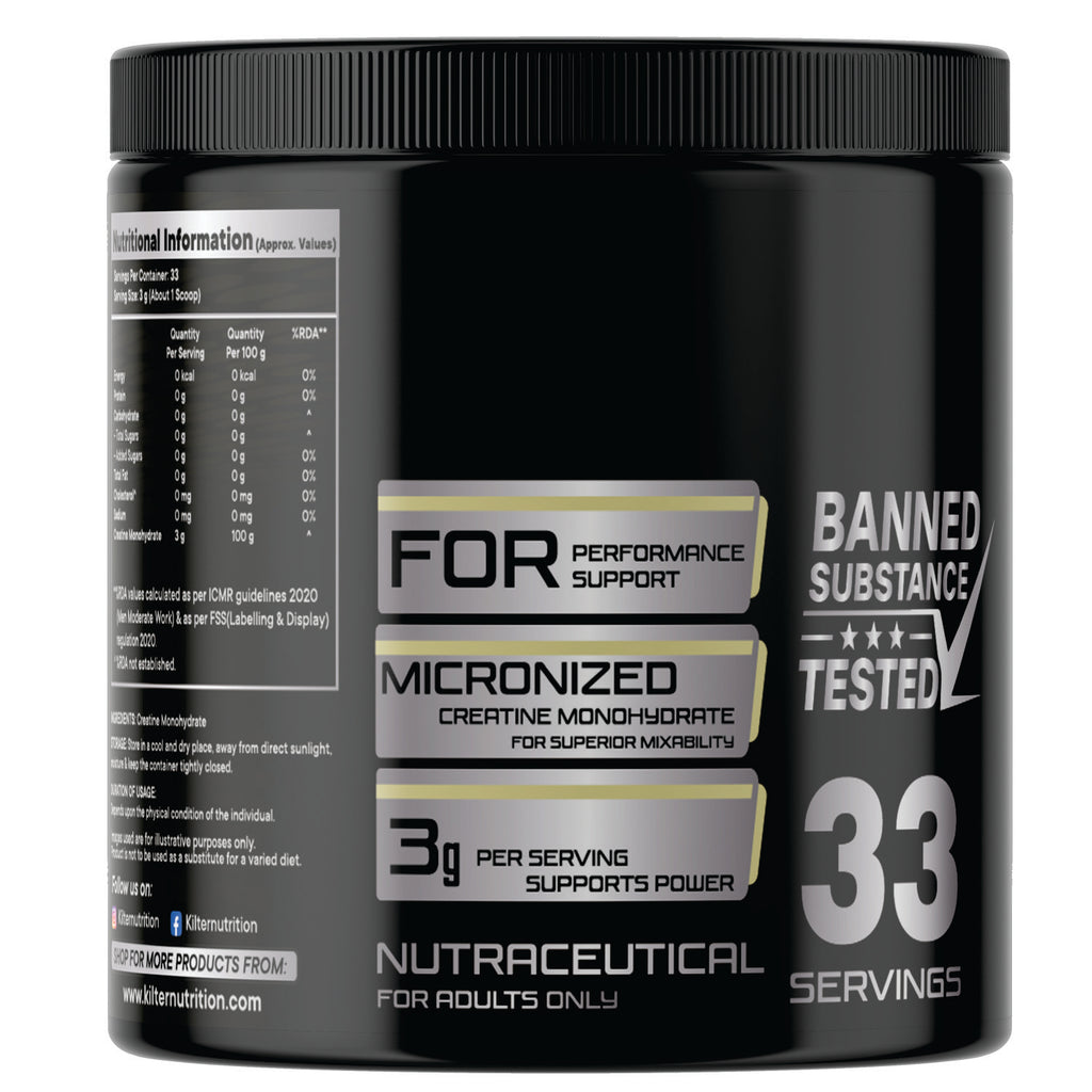 Kilter Nutrition Micronised Creatine Monohydrate & Shaker Combo | Strength, Performance & Convenience | Creatine + Premium Shaker
