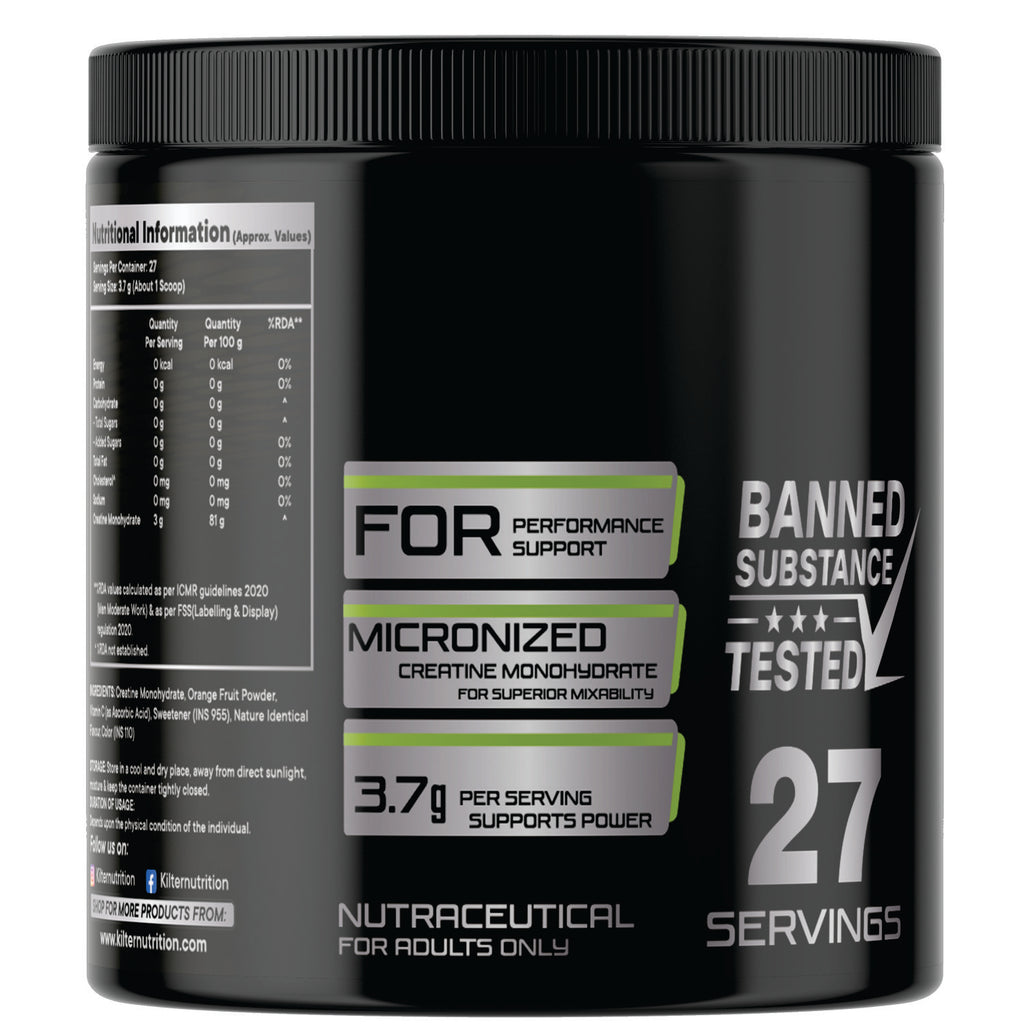 Kilter Nutrition Micronised Creatine Monohydrate Lemon Lime | 100% Pure Creatine | 100g