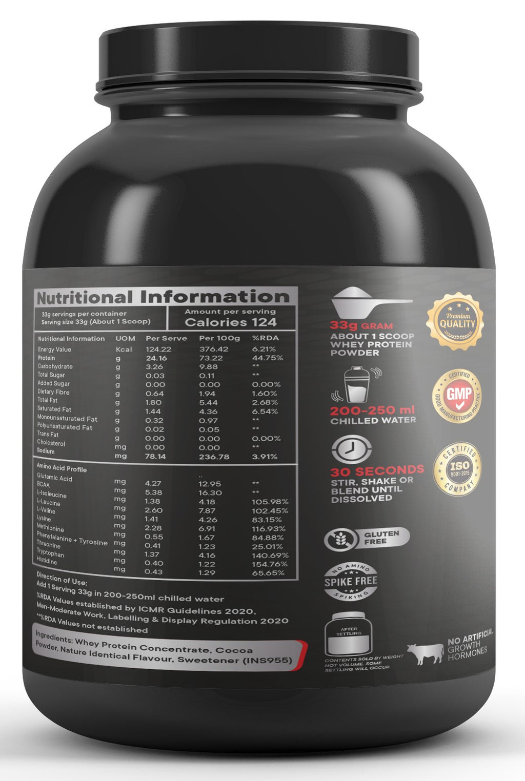 Chocolate 100% Whey Protein Concentrate Low Carb