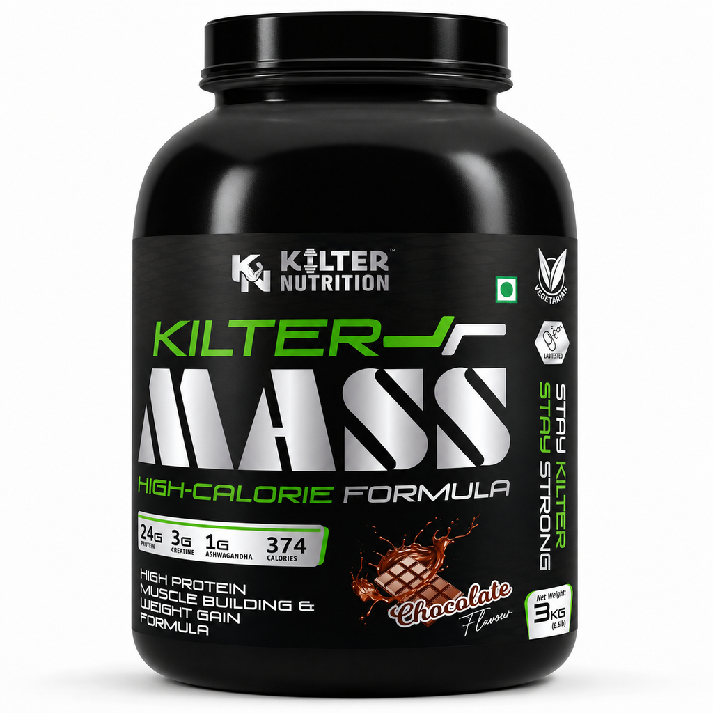 Kilter Nutrition Mass Gainer High Calorie Formula – Chocolate 3kg | High Protein & Carb Blend for Muscle Mass, Strength & Weight Gain