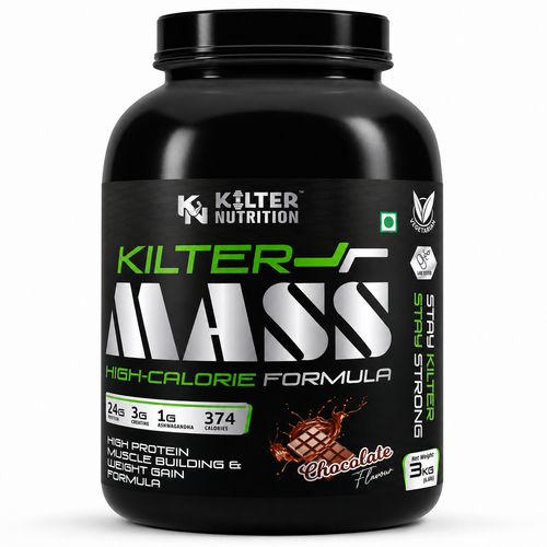Kilter Nutrition Mass Gainer High Calorie Formula – Chocolate 3kg | High Protein & Carb Blend for Muscle Mass, Strength & Weight Gain