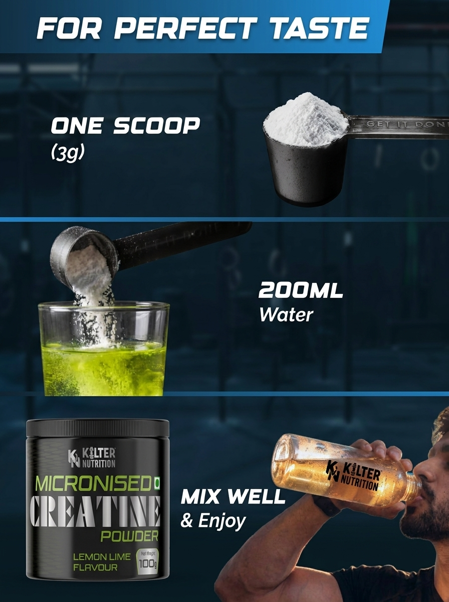 Kilter Nutrition Micronised Creatine Monohydrate Lemon Lime | 100% Pure Creatine | 100g