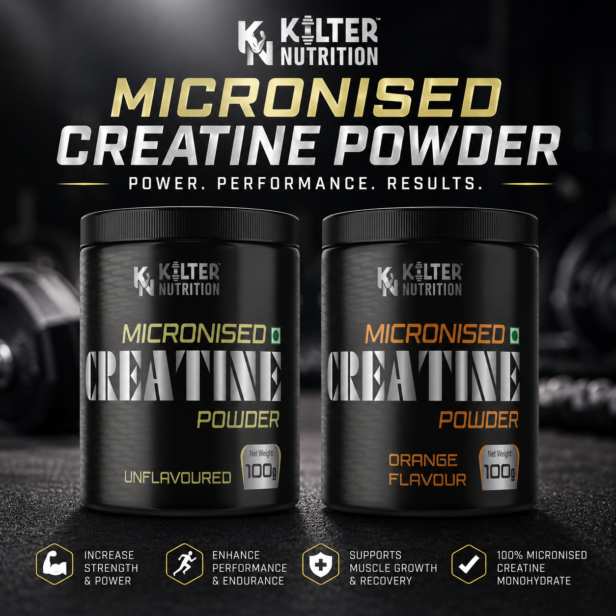 ter Nutrition Micronised Creatine Monohydrate Pack of 2 | Orange & Lemon Lime | 100% Pure Creatine | Strength, Power & Performance | 100g Each