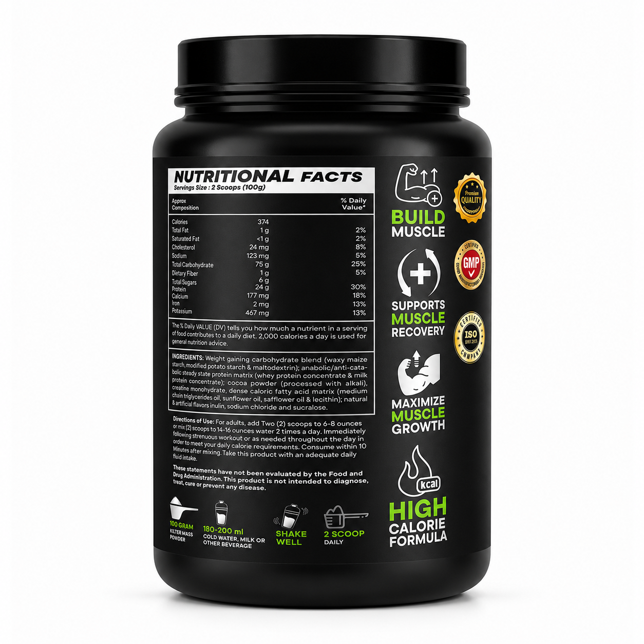 Kilter Nutrition Mass Gainer High Calorie Formula – Chocolate 1kg | High Protein & Carb Blend for Muscle Mass, Strength & Weight Gain