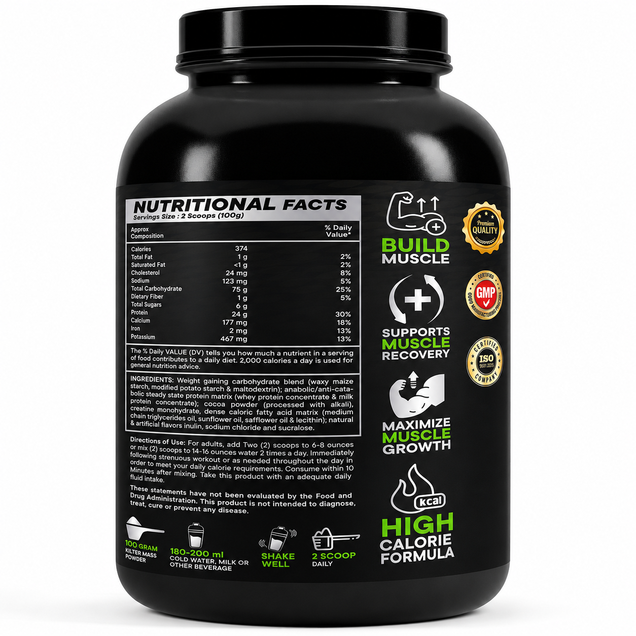Kilter Nutrition Mass Gainer High Calorie Formula – Chocolate 3kg | High Protein & Carb Blend for Muscle Mass, Strength & Weight Gain